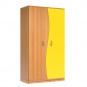 Wellentürenschrank, 190 cm hoch, 105x50 cm (B/T), Tür rechts gelb, 